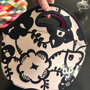 BYO black and white/hot pink lunch tote